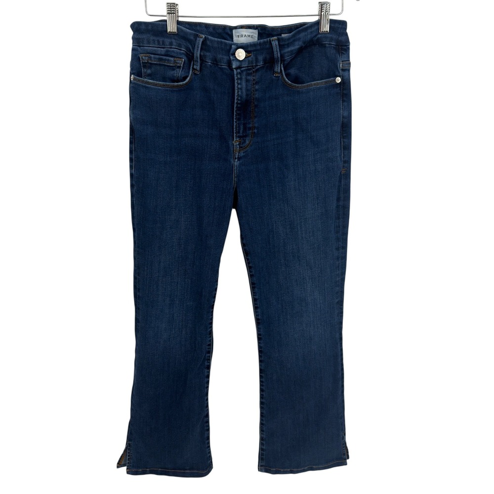 Frame Le Mini Boot Jeans Women 31 Blue Majesty Boot Slit Dark Wash Chic Modern